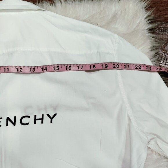 Givenchy Mens Classic Fit White Cotton Button-Up Shirt With Logo Design Made In - Picture 15 of 16